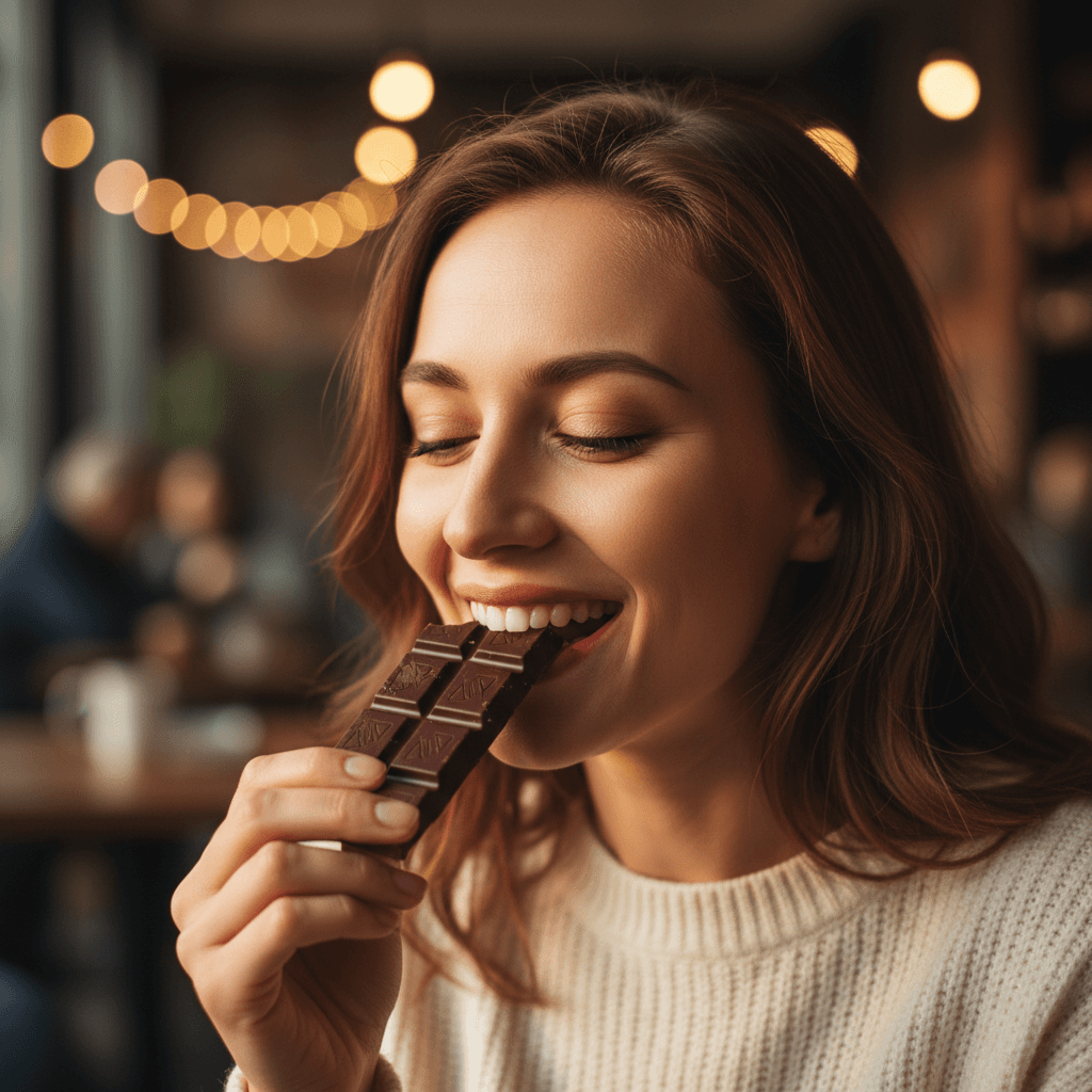 Woman enjoying chocolate